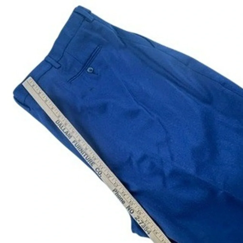 Paul Fredrick Mens 50‎ Dress Pants Blue Wool Pleated Solid Trousers Unhemmed NWT